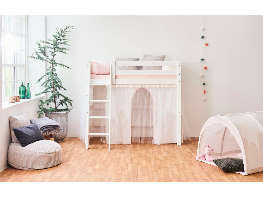 Hoppekids Winter Wonderland - met tule - gordijn - verhoogde halfhoogslaper 70x160 - Afbeelding 3