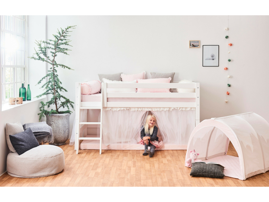 Hoppekids Winter Wonderland gordijn met tule - halfhoog en stapelbed 90x200 - Afbeelding 4