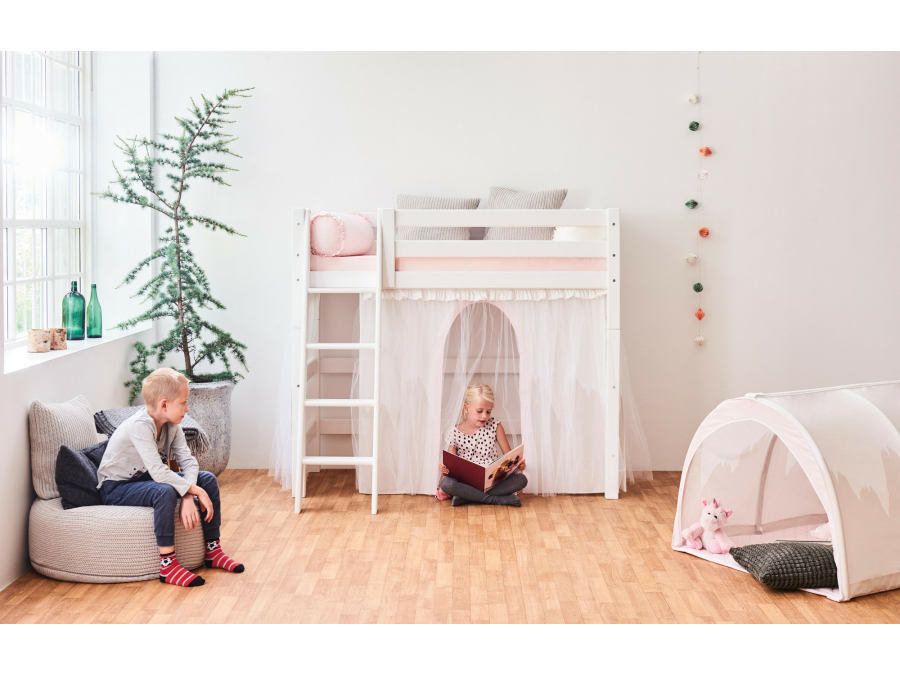 Hoppekids Winter Wonderland - met tule - gordijn - verhoogde halfhoogslaper 70x160 - Afbeelding 4