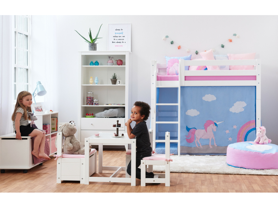 Hoppekids Unicorn gordijn - verhoogde halfhoogslaper 70x160 - Afbeelding 4