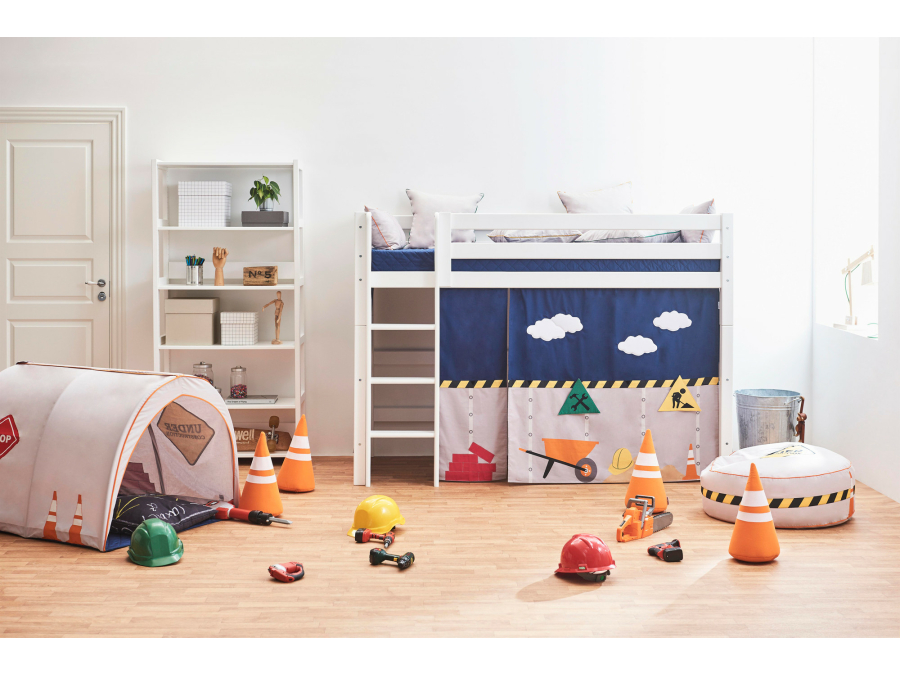 Hoppekids Construction gordijn - verhoogde halfhoogslaper 90x200 - Afbeelding 3