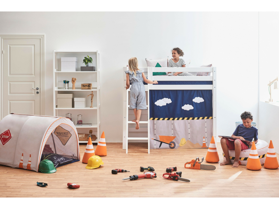 Hoppekids Construction gordijn - verhoogde halfhoogslaper 70x160 - Afbeelding 9