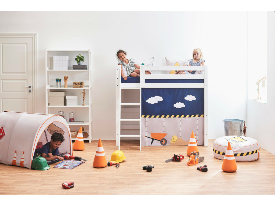 Hoppekids Construction gordijn - verhoogde halfhoogslaper 70x160 - Afbeelding 5