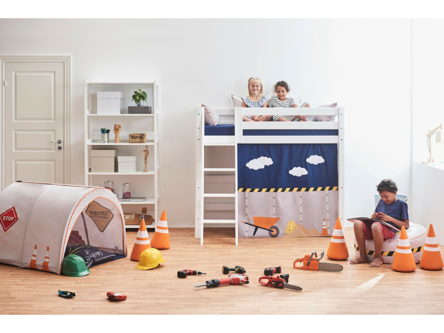 Hoppekids Construction gordijn - verhoogde halfhoogslaper 70x160 - Afbeelding 10