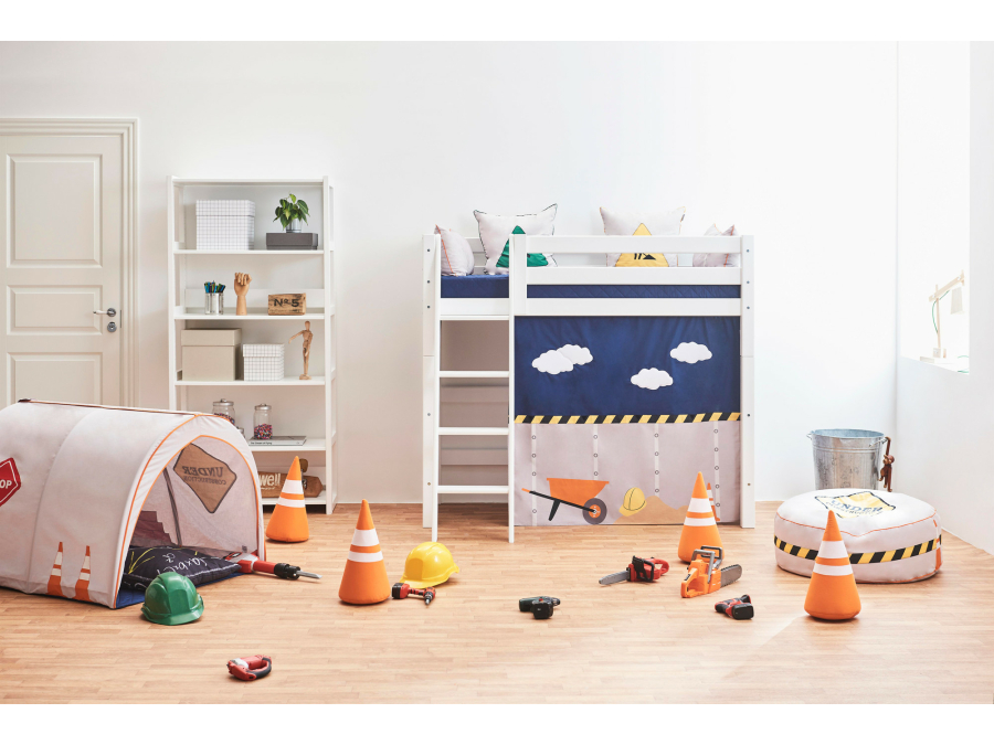 Hoppekids Construction gordijn - verhoogde halfhoogslaper 70x160 - Afbeelding 3