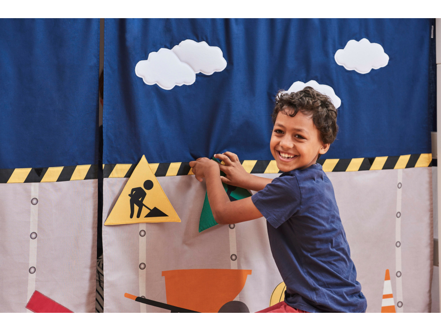 Hoppekids Construction gordijn - verhoogde halfhoogslaper 70x160 - Afbeelding 4