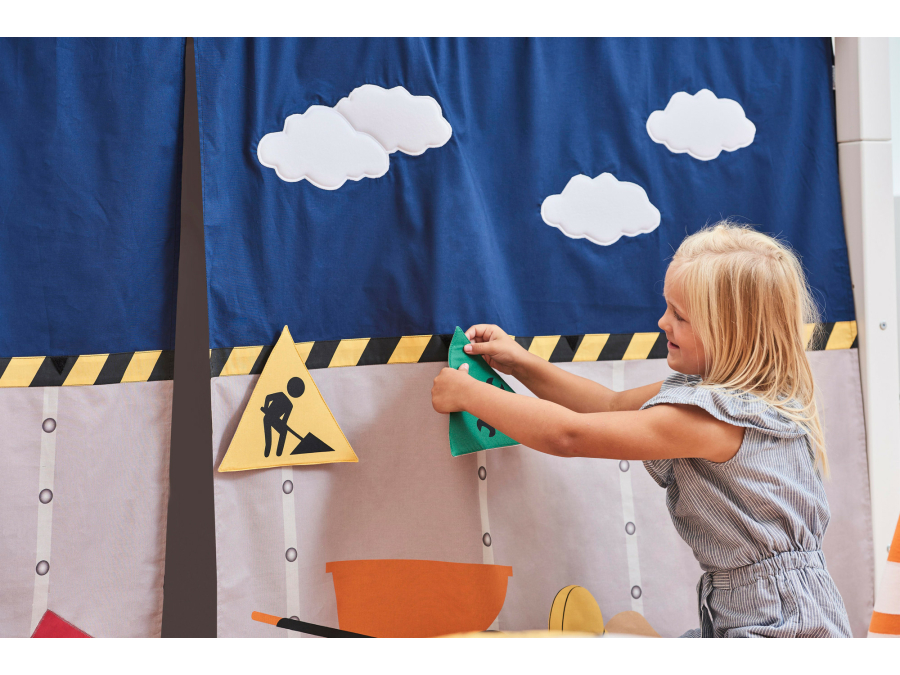 Hoppekids Construction gordijn - verhoogde halfhoogslaper 70x160 - Afbeelding 6
