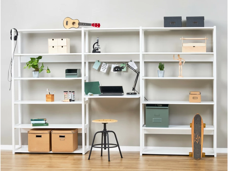 Hoppekids Storey boekenkast met bureau - 12 legplanken - 100 cm - Afbeelding 3