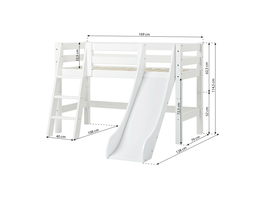 Hoppekids ECO Luxury halfhoogslaper met glijbaan 70x160 - schuine ladder - Afbeelding 7