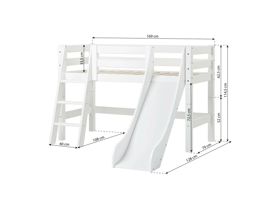 Hoppekids ECO Luxury halfhoogslaper met glijbaan 70x160 - schuine ladder - Afbeelding 7