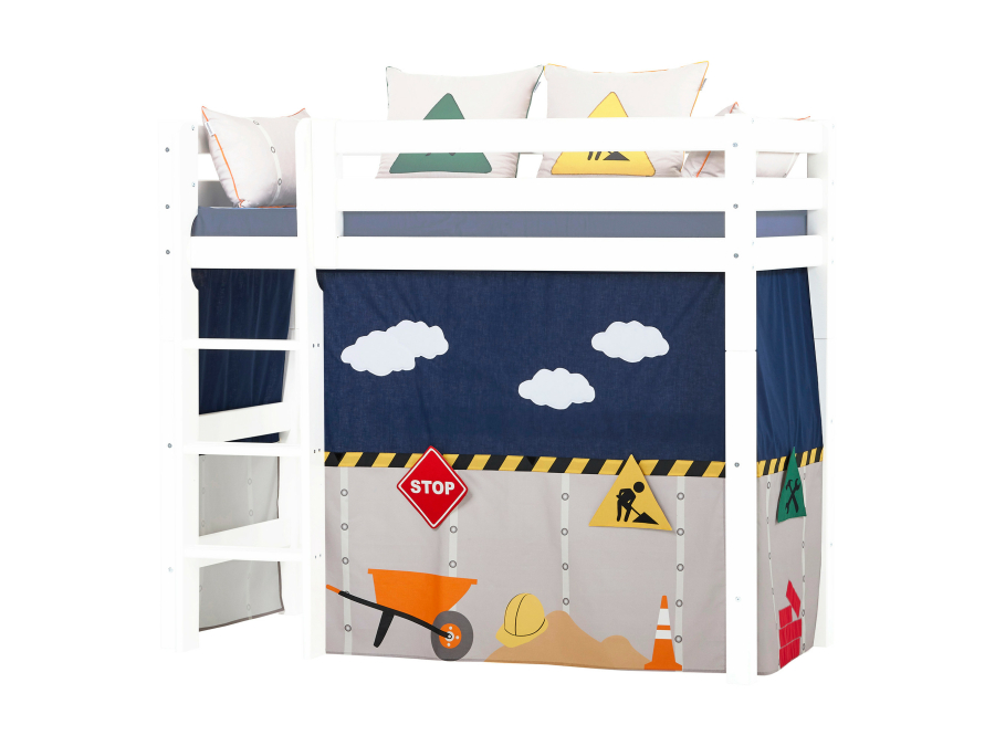 Hoppekids Construction gordijn - verhoogde halfhoogslaper 70x160 - Afbeelding 2