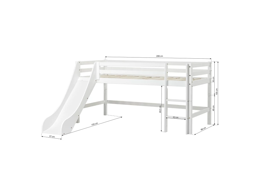 Hoppekids ECO Dream halfhoogslaper met glijbaan 90x200 - wit - Afbeelding 8