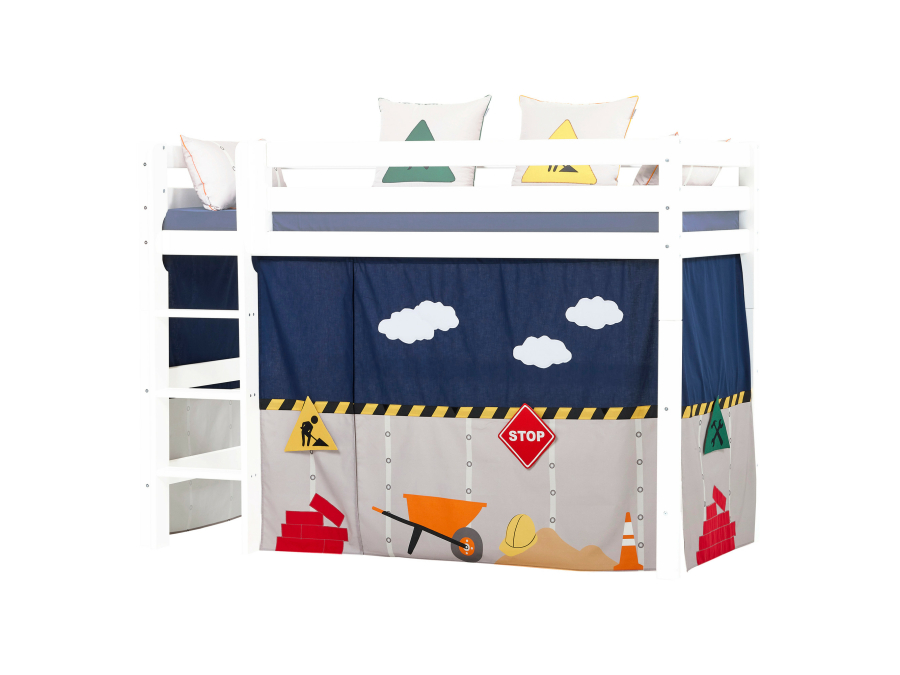 Hoppekids Construction gordijn - verhoogde halfhoogslaper 90x200 - Afbeelding 2