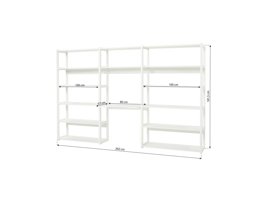 Hoppekids Storey boekenkast met bureau - 14 legplanken - 80 cm - Afbeelding 9