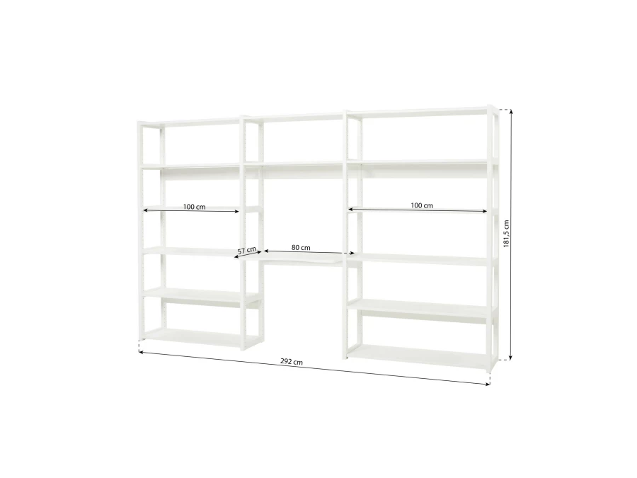 Hoppekids Storey boekenkast met bureau - 14 legplanken - 80 cm - Afbeelding 9