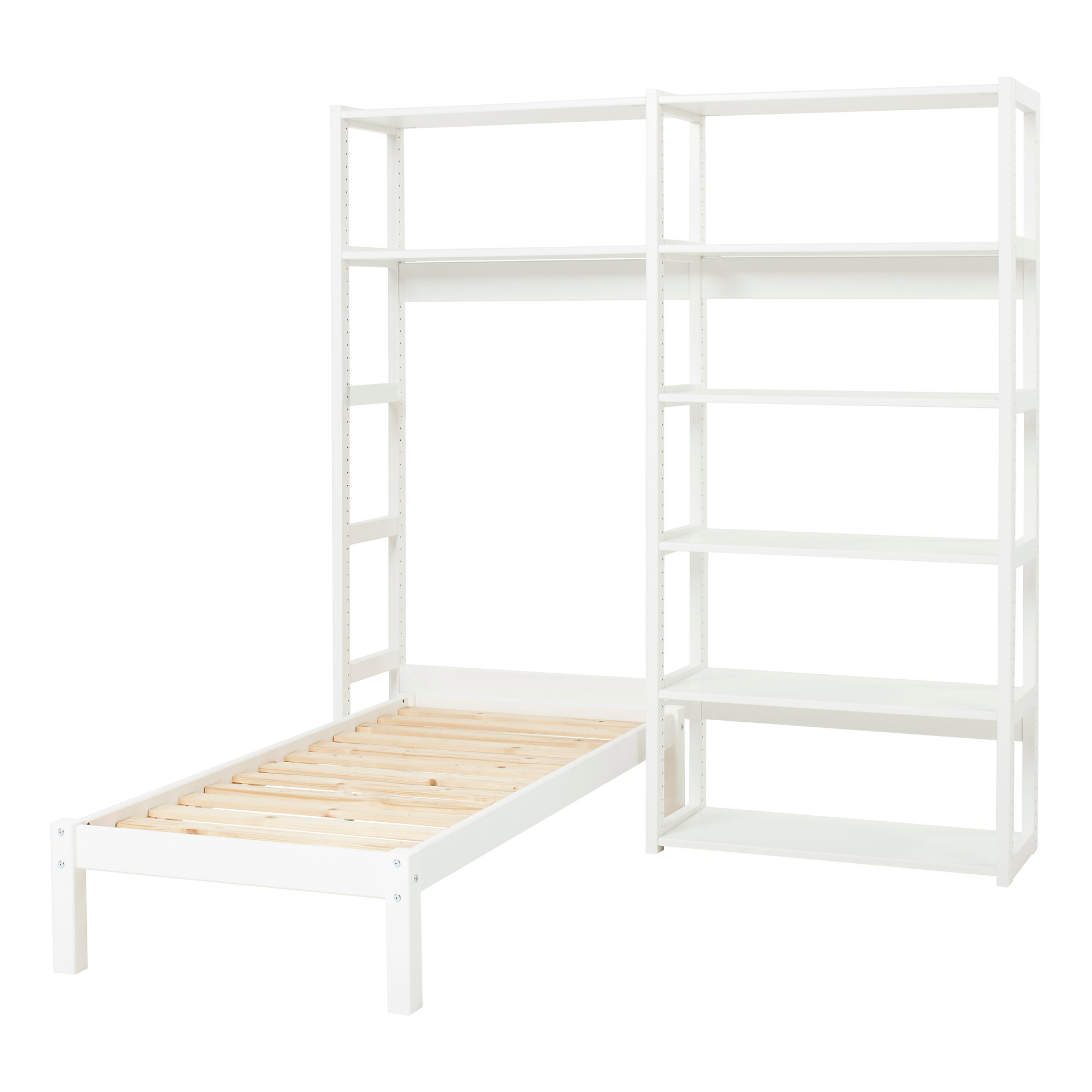 Hoppekids Storey bed 70x160 met boekenkast - 8 legplanken
