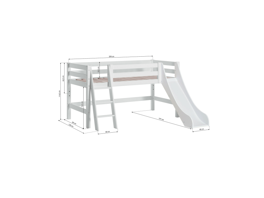 Hoppekids ECO Luxury halfhoogslaper met glijbaan 90x200 - schuine ladder - Afbeelding 8
