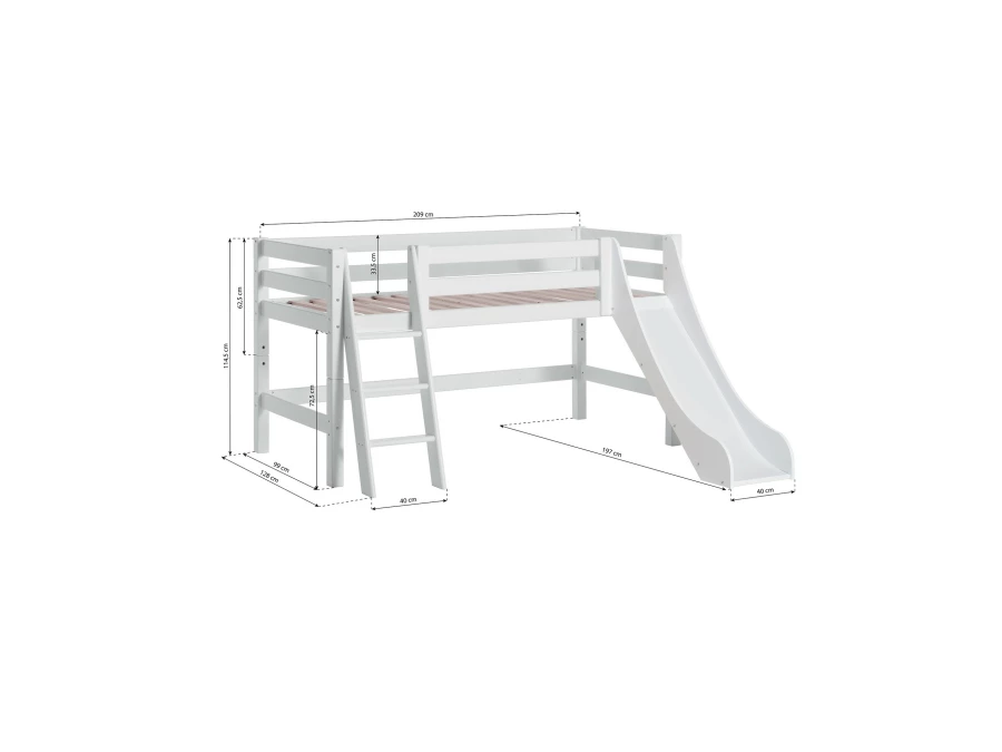 Hoppekids ECO Luxury halfhoogslaper met glijbaan 90x200 - schuine ladder - Afbeelding 8