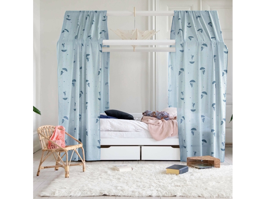 Hoppekids Ole Lukoie gordijn - huisbed 90x200 , Blauw - Afbeelding 2