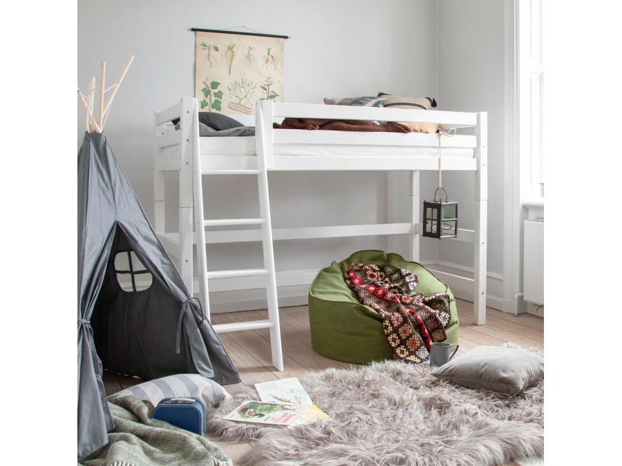 Hoppekids ECO Luxury verhoogde halfhoogslaper 90x200 - schuine ladder - luxe bodem - Afbeelding 4
