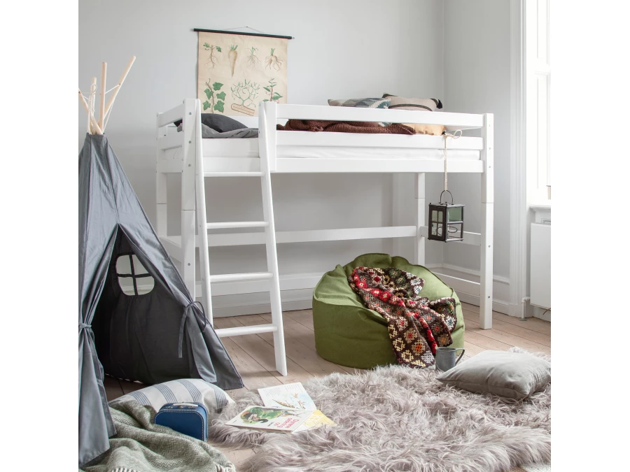 Hoppekids ECO Luxury verhoogde halfhoogslaper 90x200 - schuine ladder - luxe bodem - Afbeelding 4