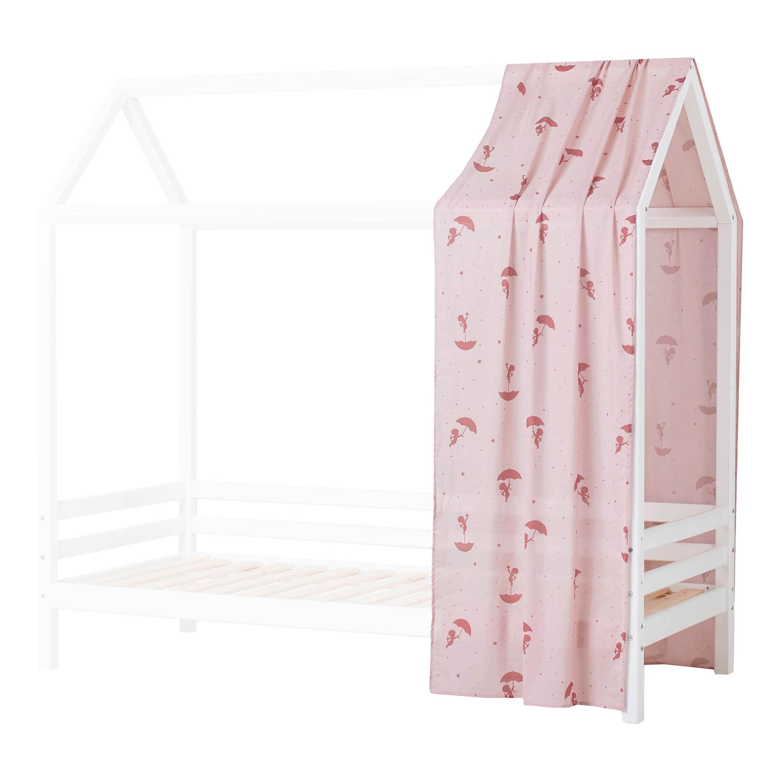 Hoppekids Ole Lukoie gordijn - huisbed 90x200 , Rood