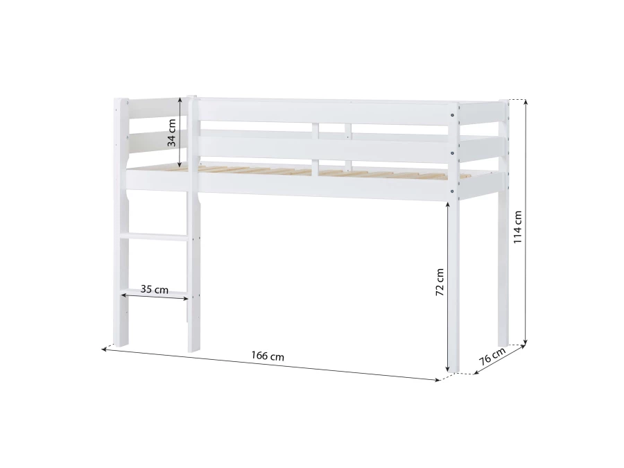 Hoppekids ECO Comfort halfhoogslaper 70x160 - Wit - Afbeelding 5