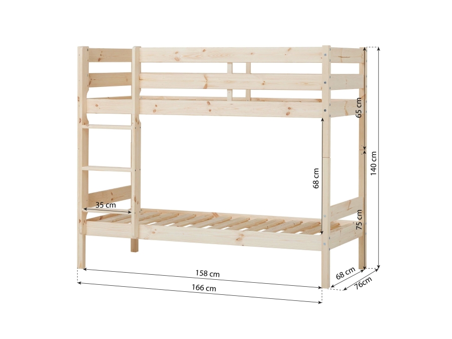 Hoppekids ECO Comfort stapelbed 70x160 - Naturel - Afbeelding 4
