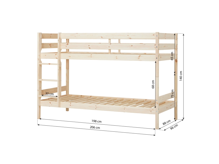 Hoppekids ECO Comfort stapelbed 90x200 - Naturel - Afbeelding 4