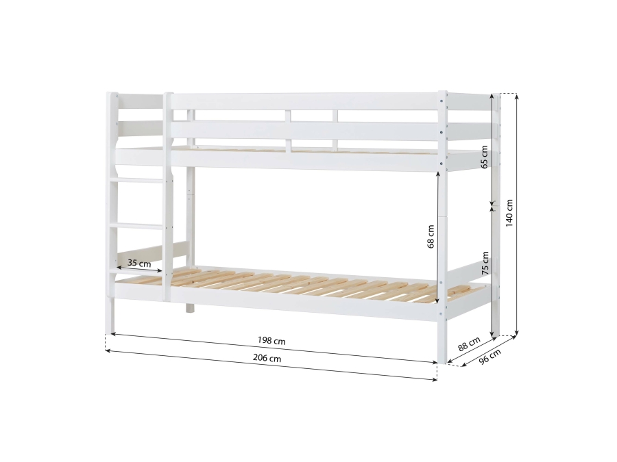 Hoppekids ECO Comfort stapelbed 90x200 - Wit - Afbeelding 4