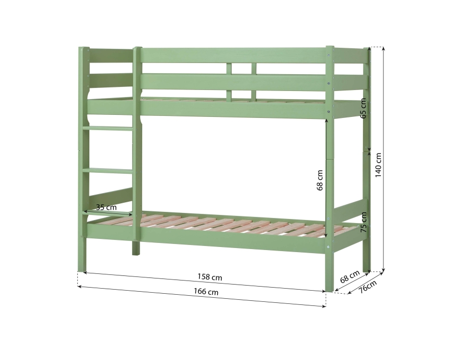Hoppekids ECO Comfort stapelbed 70x160 - Pale Green - Afbeelding 4