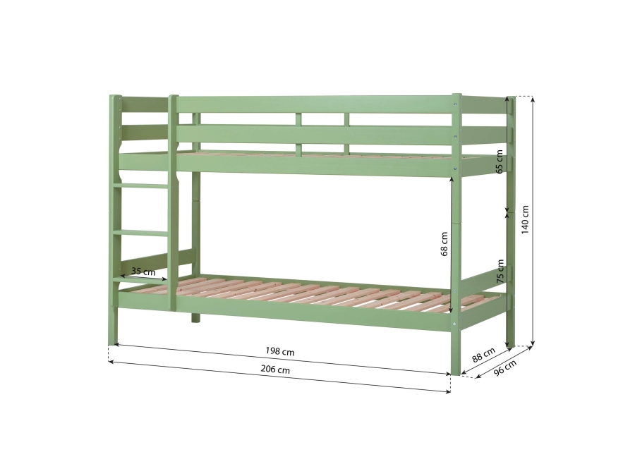 Hoppekids ECO Comfort stapelbed 90x200 - Pale Green - Afbeelding 4