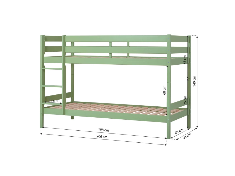 Hoppekids ECO Comfort stapelbed 90x200 - Pale Green - Afbeelding 4