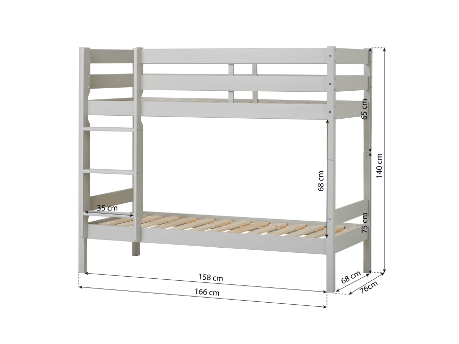 Hoppekids ECO Comfort stapelbed 70x160 - Dove Grey - Afbeelding 4