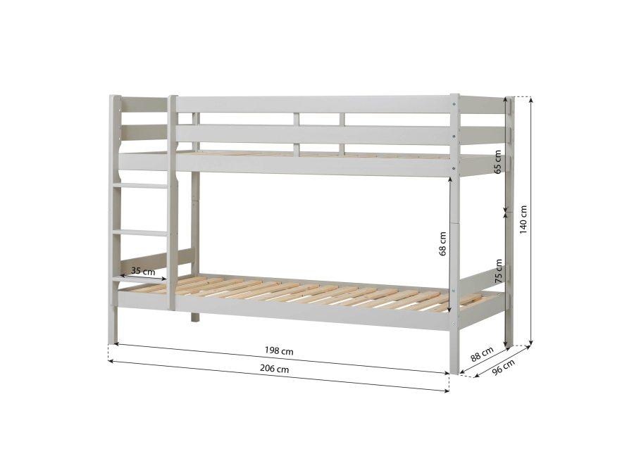 Hoppekids ECO Comfort stapelbed 90x200 - Dove Grey - Afbeelding 4