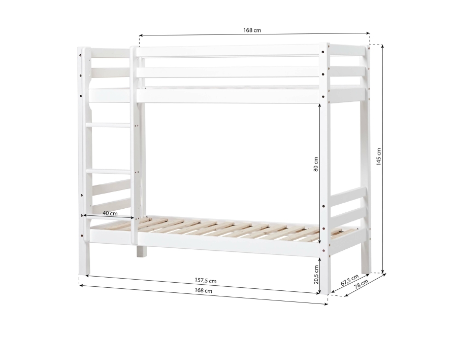Hoppekids ECO Dream stapelbed non-dividable 70x160 - wit - Afbeelding 4