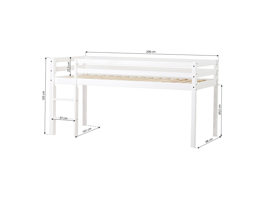 Hoppekids ECO Dream halfhoogslaper non-dividable 90x200 - wit - Afbeelding 6