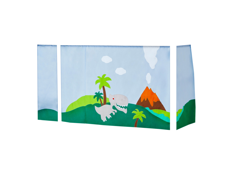 Hoppekids Dinosaur gordijn - verhoogde halfhoogslaper 90x200