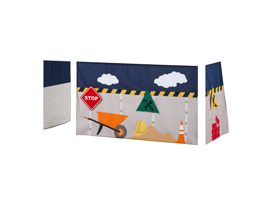 Hoppekids Construction gordijn - halfhoog en stapelbed 70x160