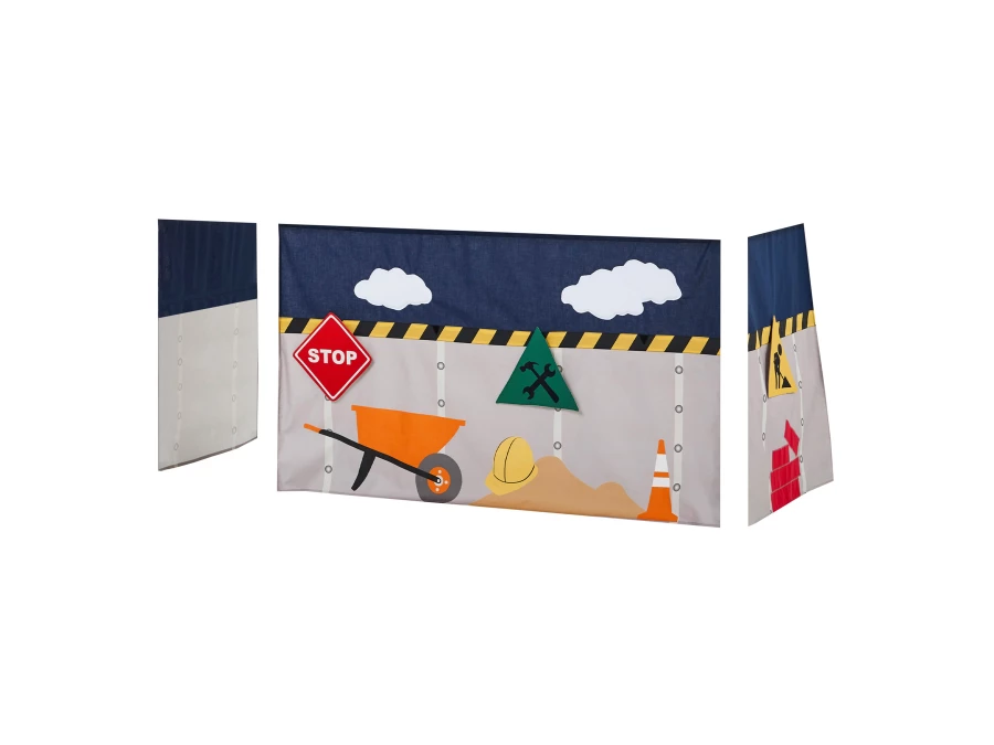 Hoppekids Construction gordijn - halfhoog en stapelbed 70x160