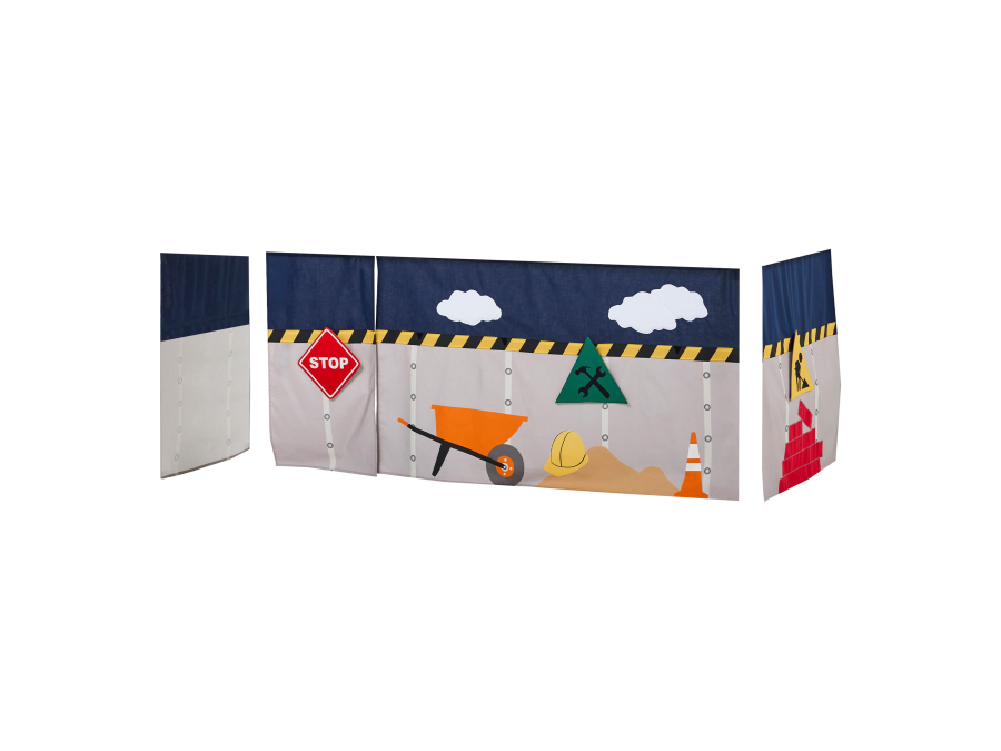 Hoppekids Construction gordijn - halfhoog en stapelbed 90x200