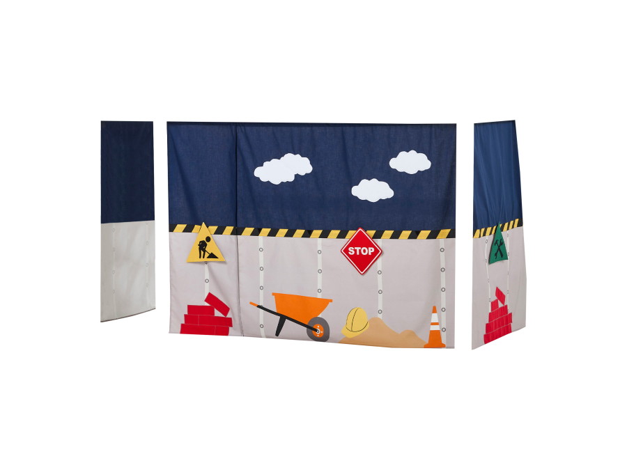 Hoppekids Construction gordijn - verhoogde halfhoogslaper 90x200
