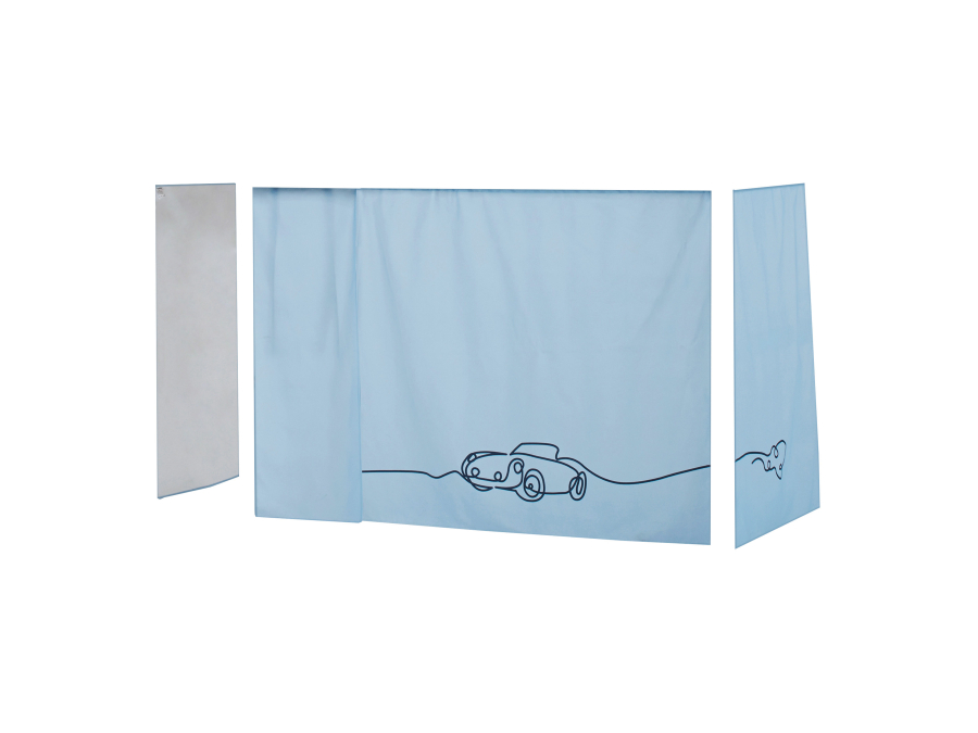 Hoppekids Cars gordijn - verhoogde halfhoogslaper 90x200