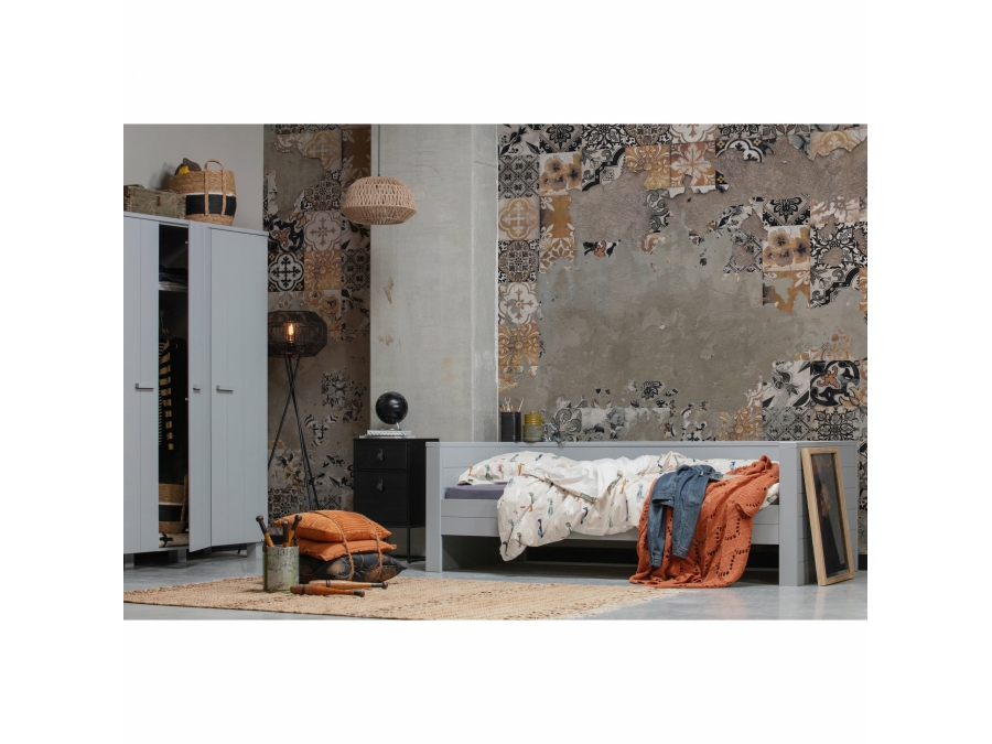 Woood Dennis bedbank 90x200 - grenen betongrijs - Afbeelding 3