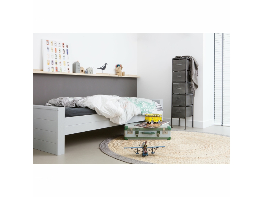 Woood Dennis bed 90x200 - grenen betongrijs - Afbeelding 3