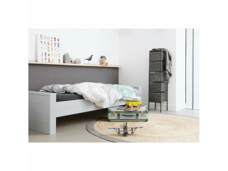 Woood Dennis bed 90x200 - grenen betongrijs - Afbeelding 3