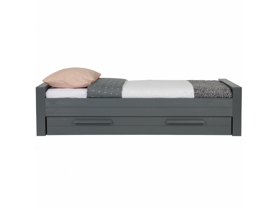 Woood Dennis bed 90x200 - grenen steel grey