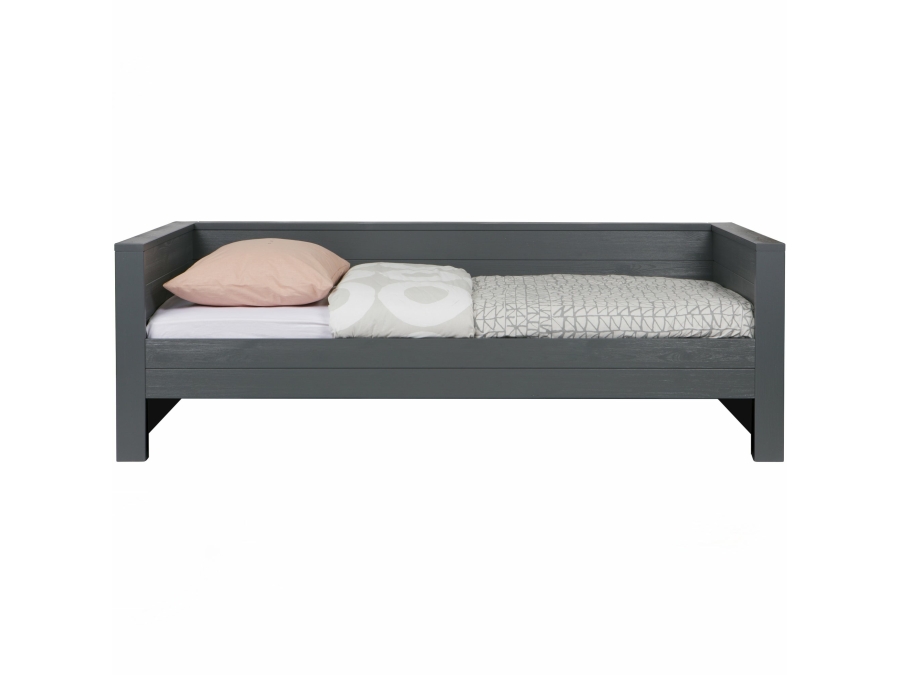 Woood Dennis bedbank 90x200 - grenen staalgrijs