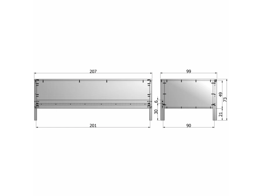 Woood Nikki bedbank 90x200 - grenen wit - Afbeelding 3