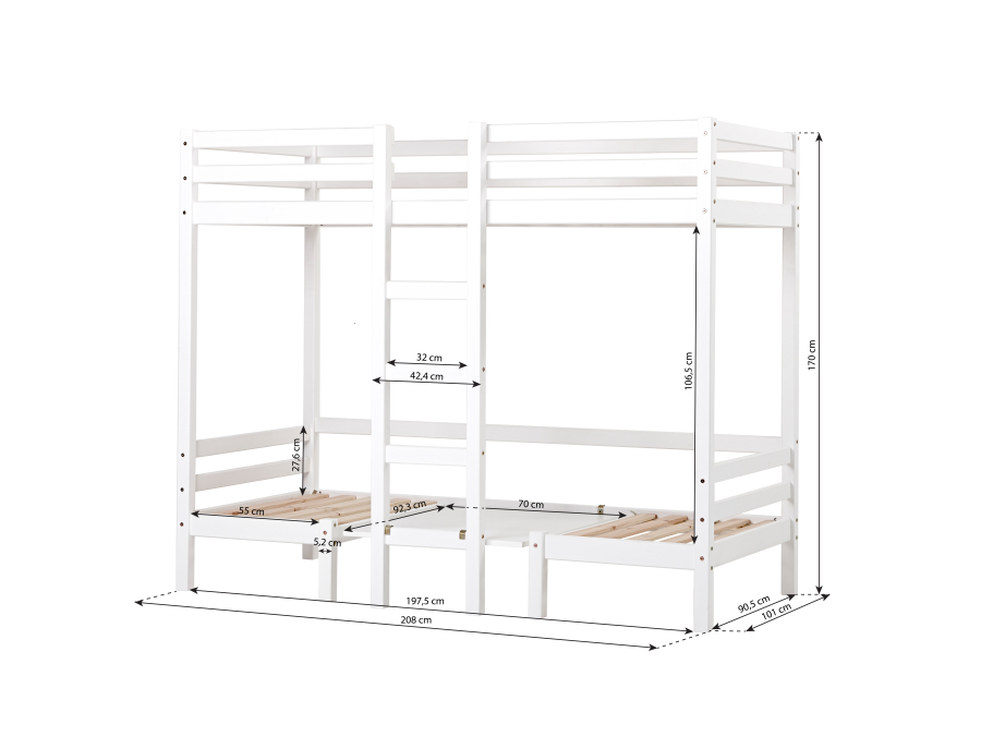 Hoppekids ECO Dream Jumbo stapelbed 90x200 - wit - Afbeelding 11